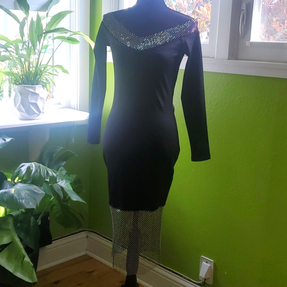 CHICME | Black Rhinestone Mesh Dress 🖤